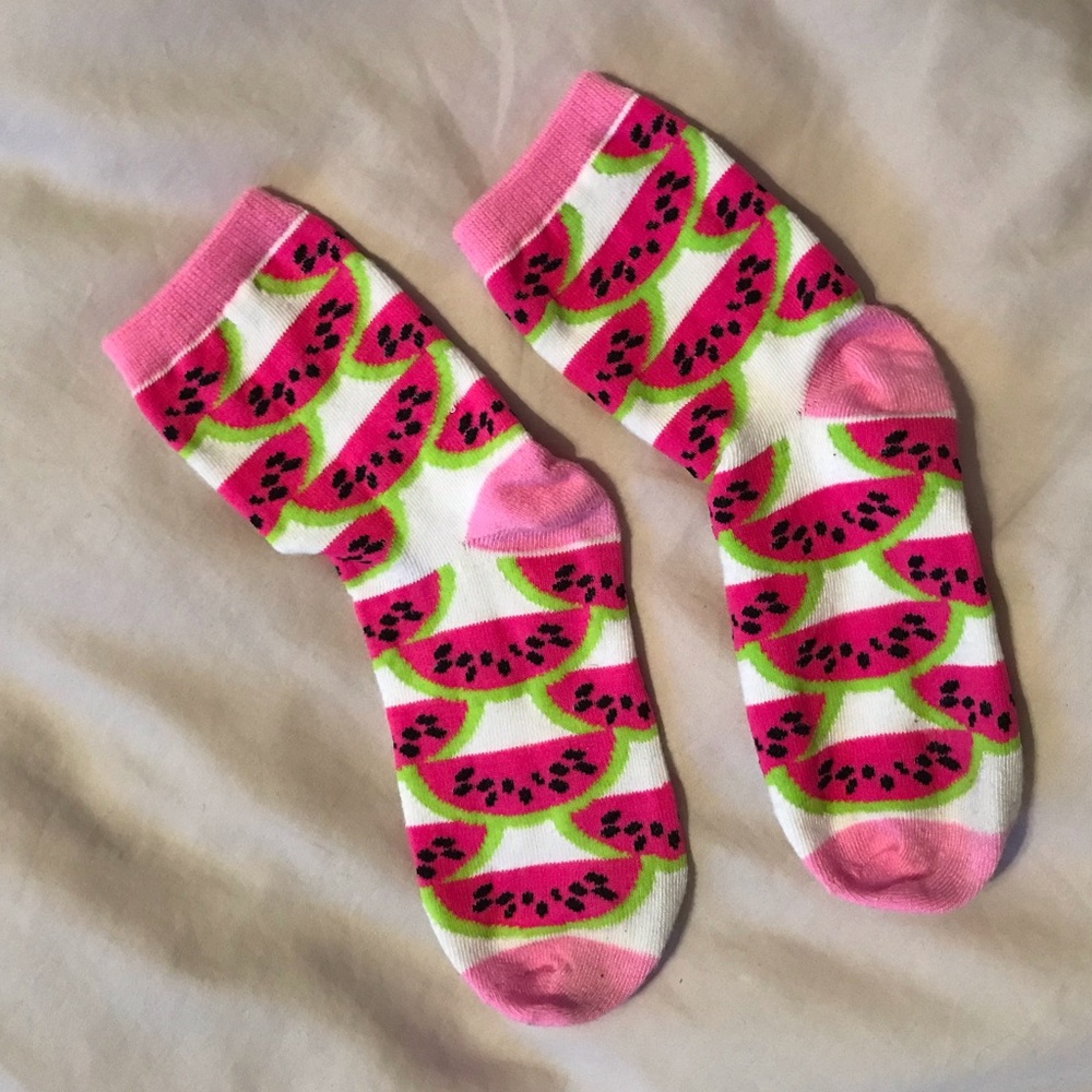 Women’s Sock It To Me White and Pink Watermelon Socks
